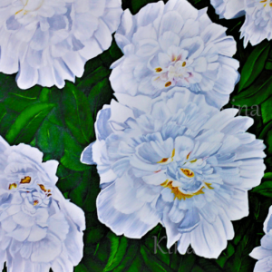 Peonies painting that has been cropped for easier framing options