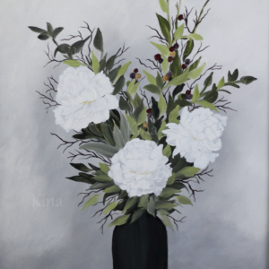 White peonies in a vase