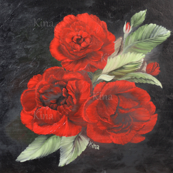 Red roses on black