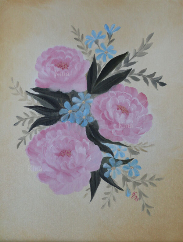 Pink peony painting